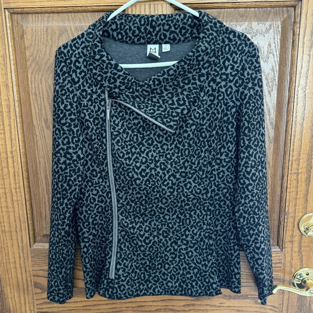 Marc Bouwer Leopard Print Moto Asymmetrical Top - Small